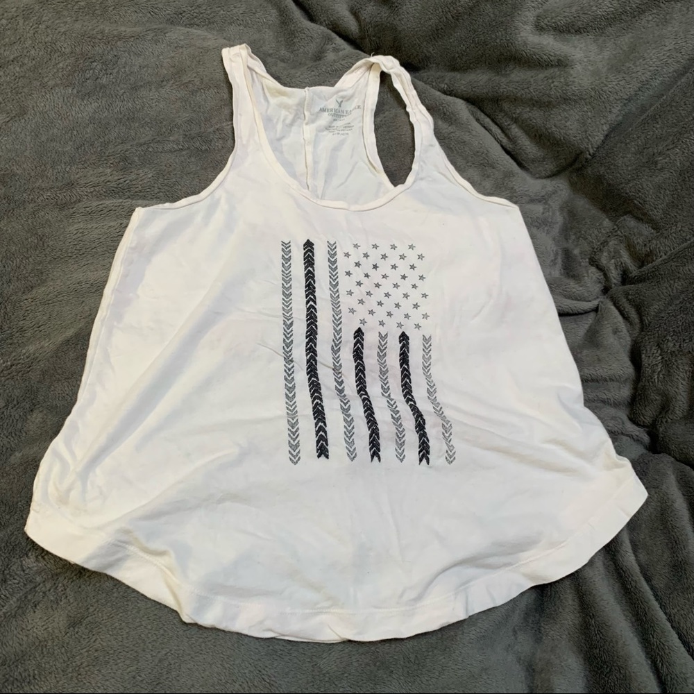 AEO Cream/Off White Americana Tank Top